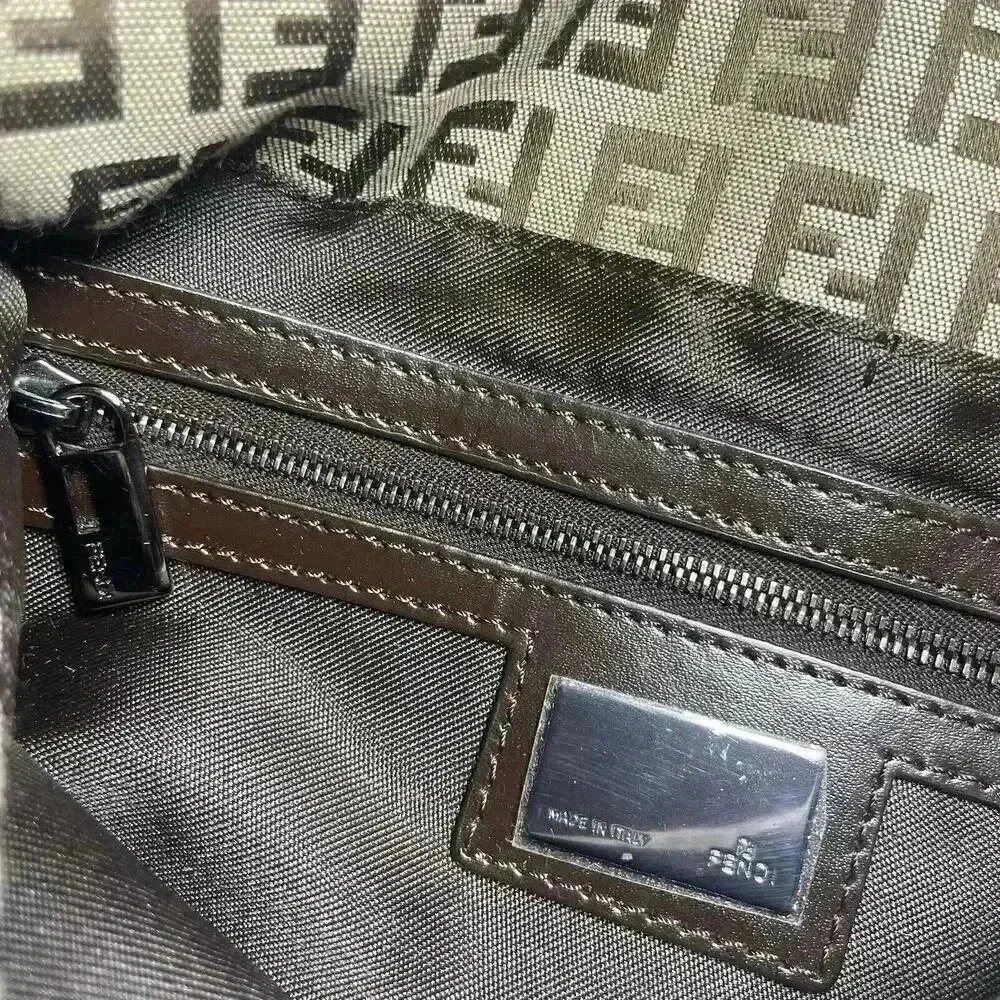 FENDI Zucchino Monogram Double Flap Baguette Shoulder Bag Brown FF Vintage Y2K - Picture 10 of 16